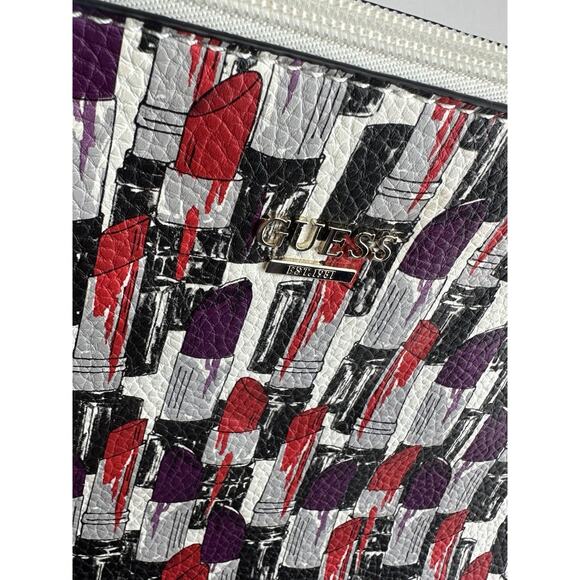 Guess Bobbi Tote Bag Lipstick Print Red Purple 90s Y2K Purse - Picture 9 of 12